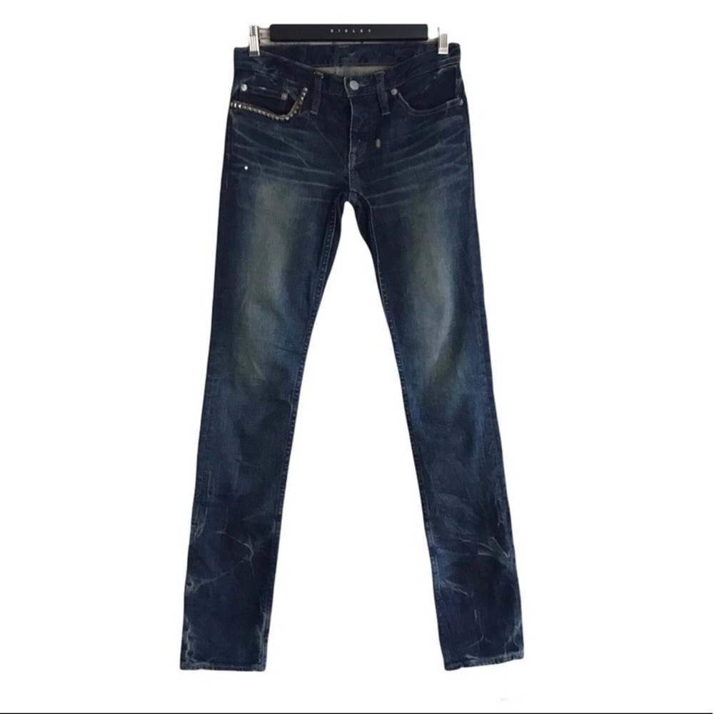 Hysteric glamour denim acid wash jeans studded